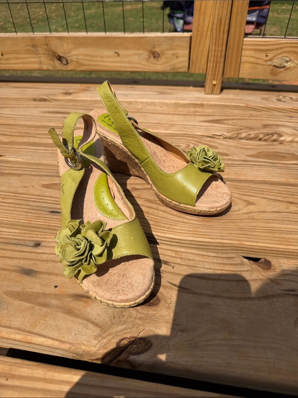 boc Olive Green Floral Slingback Wedge Sandals